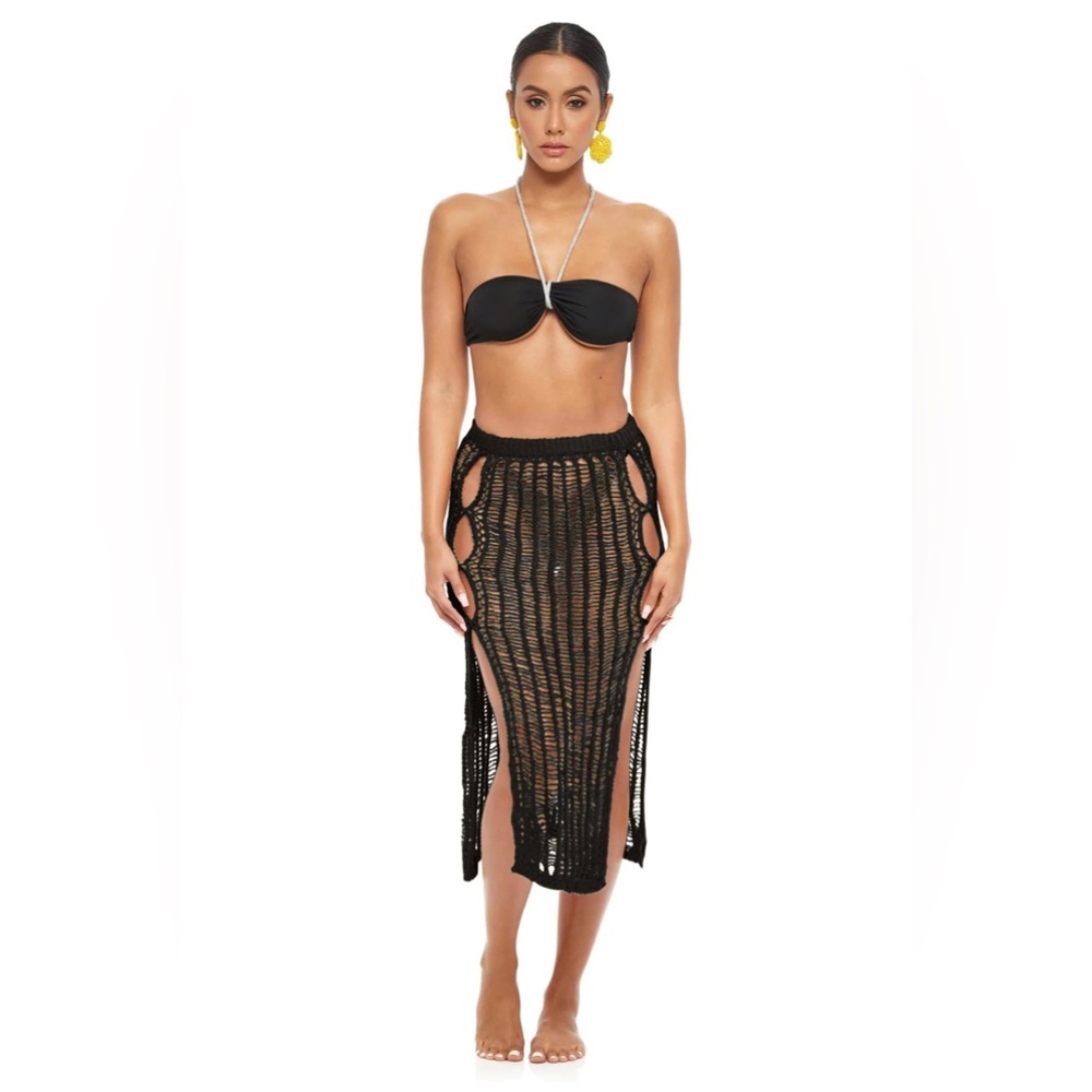 Black Crochet Sleek Beach Cover-Up